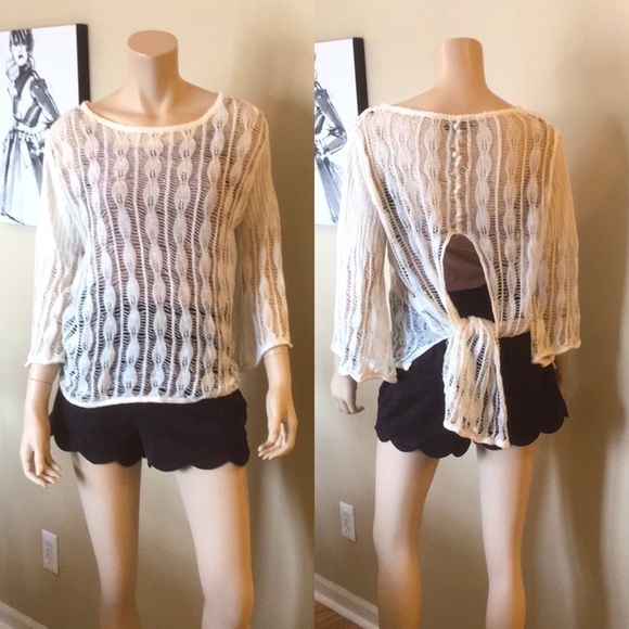 John Fashion Ivory Open Knit Sweater. P/A1022/1 - Picture 3 of 8